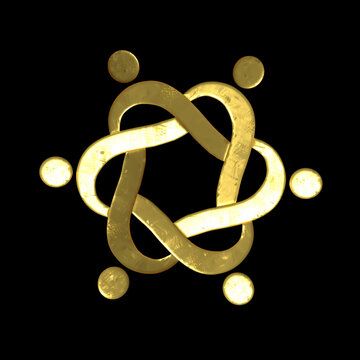 Logo teamwork helping people unity social media workers group of friends charity collaboration people group gold 3D icon vector image graphic illustration clipart design
