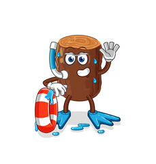 log swimmer with buoy mascot. cartoon vector