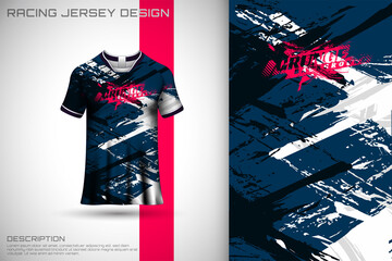 Abstract textured sports jersey design t-shirt for racing,  football,  gaming,  motocross,  cycling. Mockup vector design template.