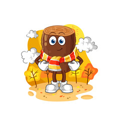 log in the autumn. cartoon mascot vector