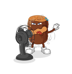 log with the fan character. cartoon mascot vector