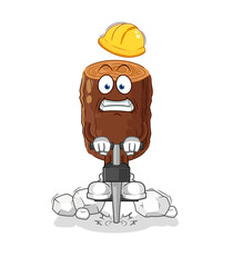 log drill the ground cartoon character vector