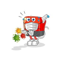 gasoline pump refuse viruses cartoon. cartoon mascot vector