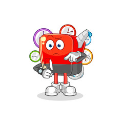 gasoline pump with wristwatch cartoon. cartoon mascot vector