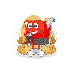 gasoline pump propose with ring. cartoon mascot vector