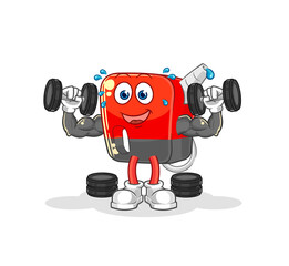 gasoline pump weight training illustration. character vector
