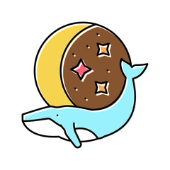 whale boho color icon vector illustration