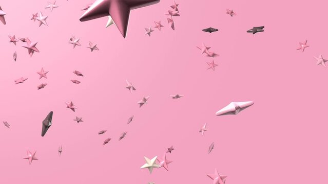 Pink star objects on pink background.
Confetti animation for background.
