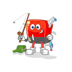 gasoline pump fisherman illustration. character vector