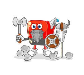 gasoline pump viking with an ax illustration. character vector
