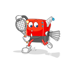 gasoline pump playing badminton illustration. character vector
