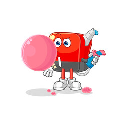 gasoline pump chewing gum vector. cartoon character