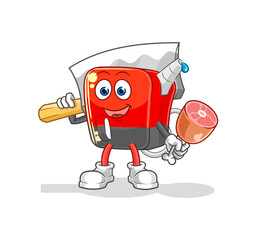 gasoline pump Butcher illustration. character vector