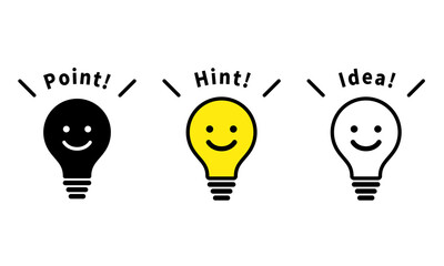 ポイント,ヒント,アイデアの電球のアイコン point,hint,idea