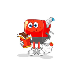 gasoline pump eat chocolate mascot. cartoon vector