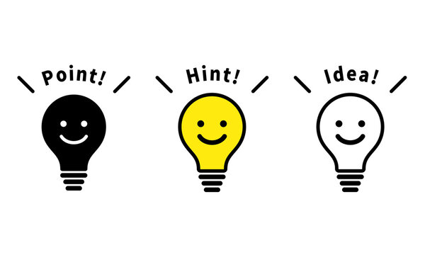 ポイント,ヒント,アイデアの電球のアイコン  point,hint,idea