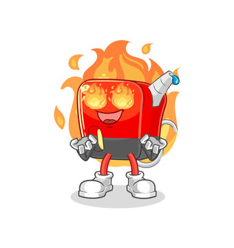 gasoline pump on fire mascot. cartoon vector