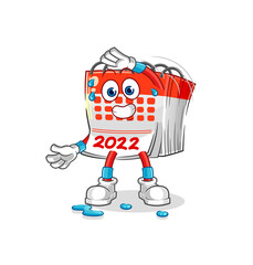 calendar stretching character. cartoon mascot vector