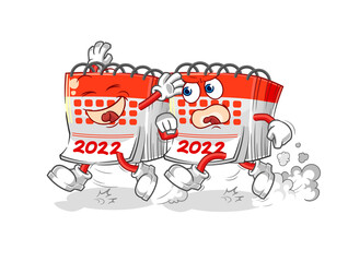 calendar play chase cartoon. cartoon mascot vector