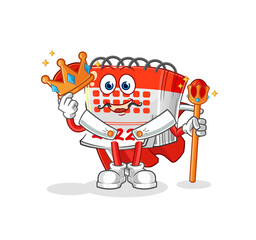 calendar king vector. cartoon character