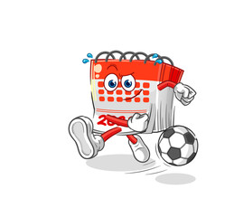 calendar kicking the ball cartoon. cartoon mascot vector