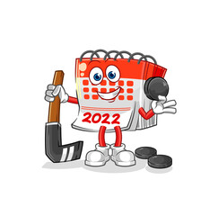 calendar playing hockey vector. cartoon character