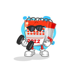 calendar lifting dumbbell vector. cartoon character