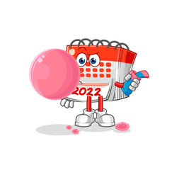 calendar chewing gum vector. cartoon character