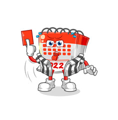 calendar referee with red card illustration. character vector