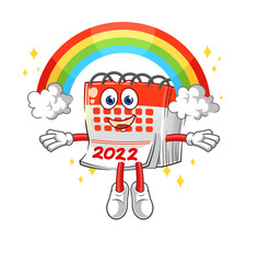 calendar with a rainbow. cartoon vector