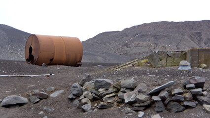 Rusted tank at Whaler's Bay, on Deception Island, Antarctica