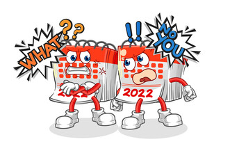 calendar arguing each other cartoon vector