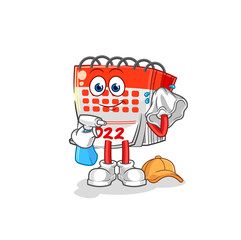 calendar cleaner vector. cartoon character