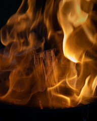 fire burning in the fireplace