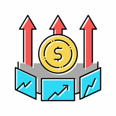 market inflation color icon vector illustration
