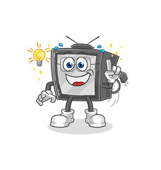old tv got an idea cartoon. mascot vector