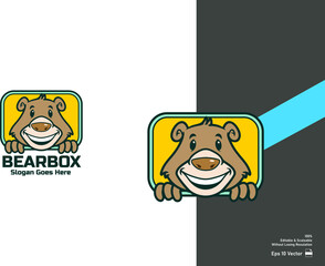 Cartoon Cool Polar Bear Mascot Logo isolated in white background.