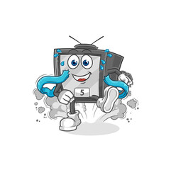 old tv runner character. cartoon mascot vector