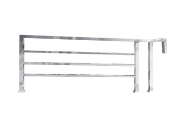 Stainless steel staircase railing isolated on white background with clipping path