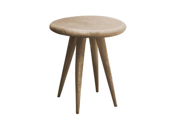 Old round wooden table isolated on white backgrounds with clipping path