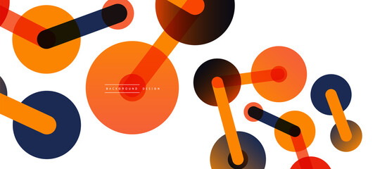 Abstract background. Round dots connected by lines. Trendy techno business template for wallpaper, banner, background or landing
