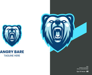 The grizzly bear mascot for esport and sport logo isolated in white background Premium Vector. © Nahnudul
