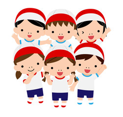 体操服の子供の集合イラスト