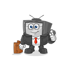 old tv office worker mascot. cartoon vector