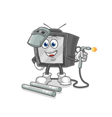 old tv welder mascot. cartoon vector