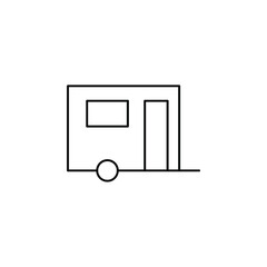 Caravan, Camper, Travel Thin Line Icon Vector Illustration Logo Template. Suitable For Many Purposes.
