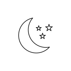 Moon, Night, Moonlight, Midnight Thin Line Icon Vector Illustration Logo Template. Suitable For Many Purposes.