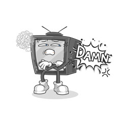 old tv very pissed off illustration. character vector