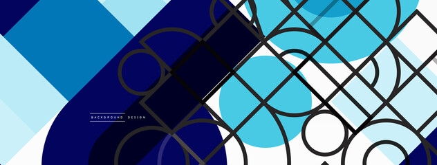 Minimal geometric abstract background. Circle square and triangle design. Trendy techno business template for wallpaper, banner, background or landing