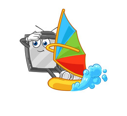 old tv windsurfing character. mascot vector